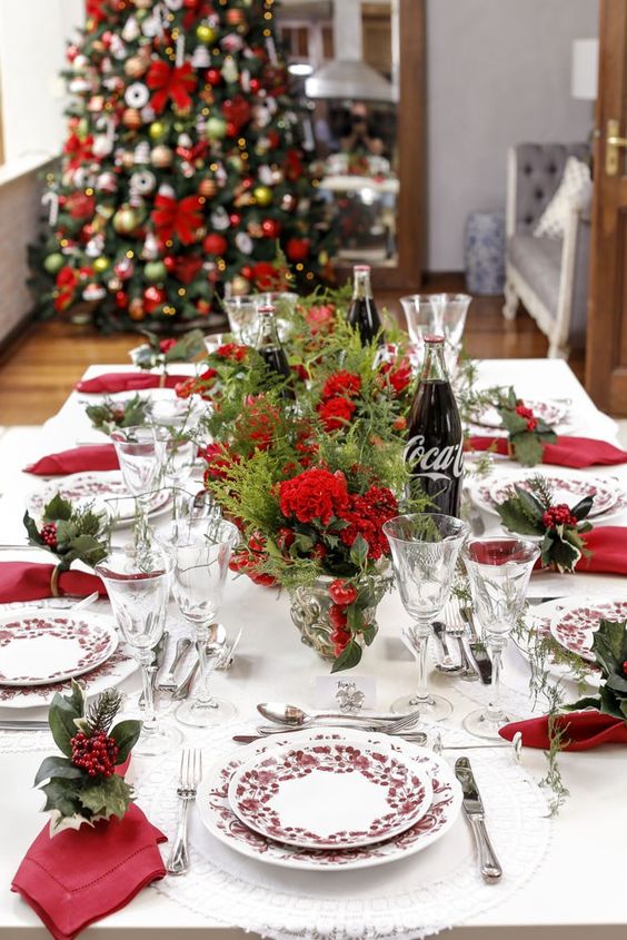 Ideias de mesa de natal decorada